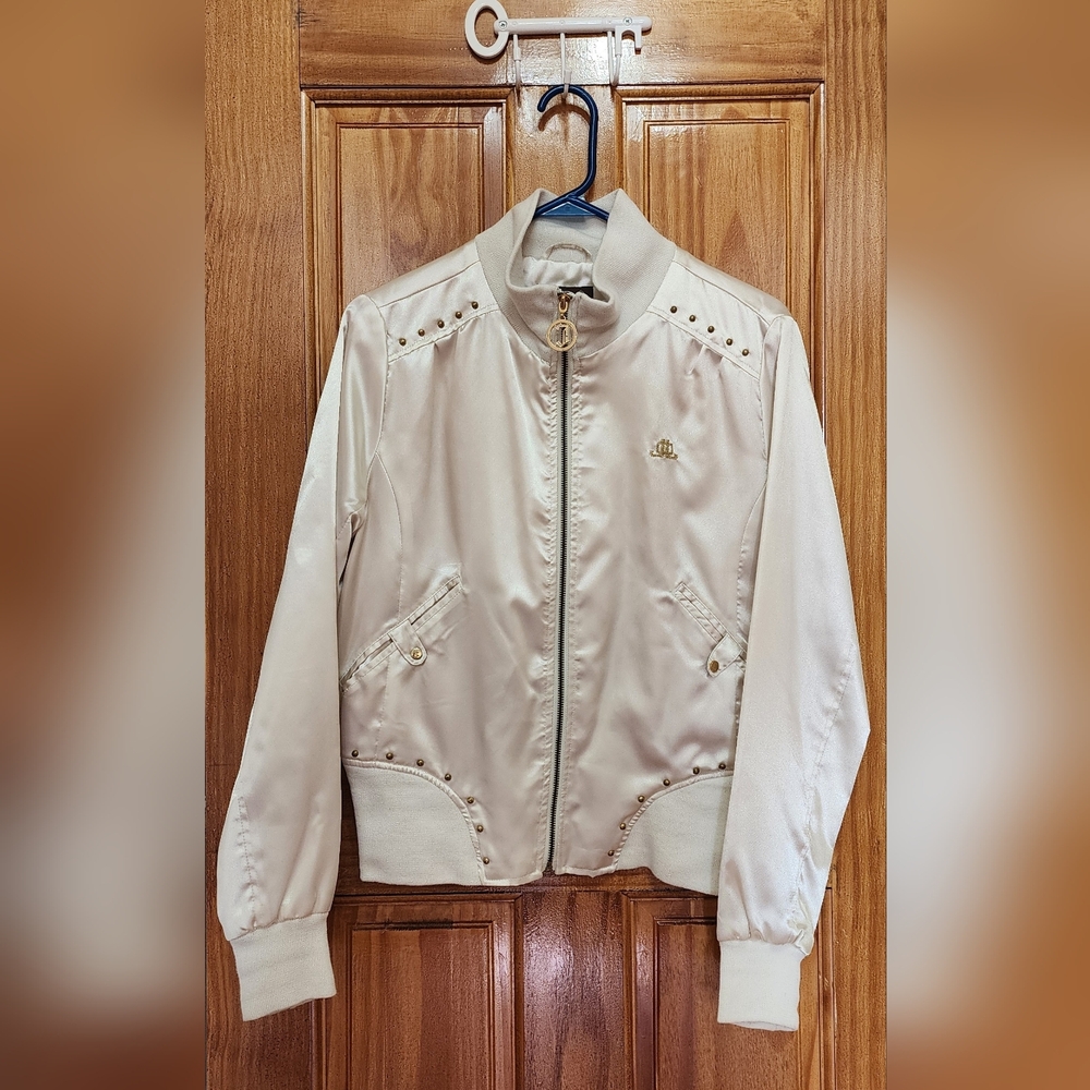 JLO BY JENNIFER LOPEZ Cream Bomber Jacket Size Large